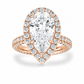 Alexa pear halo engagement ring front view in rose gold