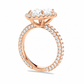 Alexa pear halo engagement ring three-quarter view in rose gold