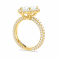 Alexa pear halo engagement ring three-quarter view in yellow gold