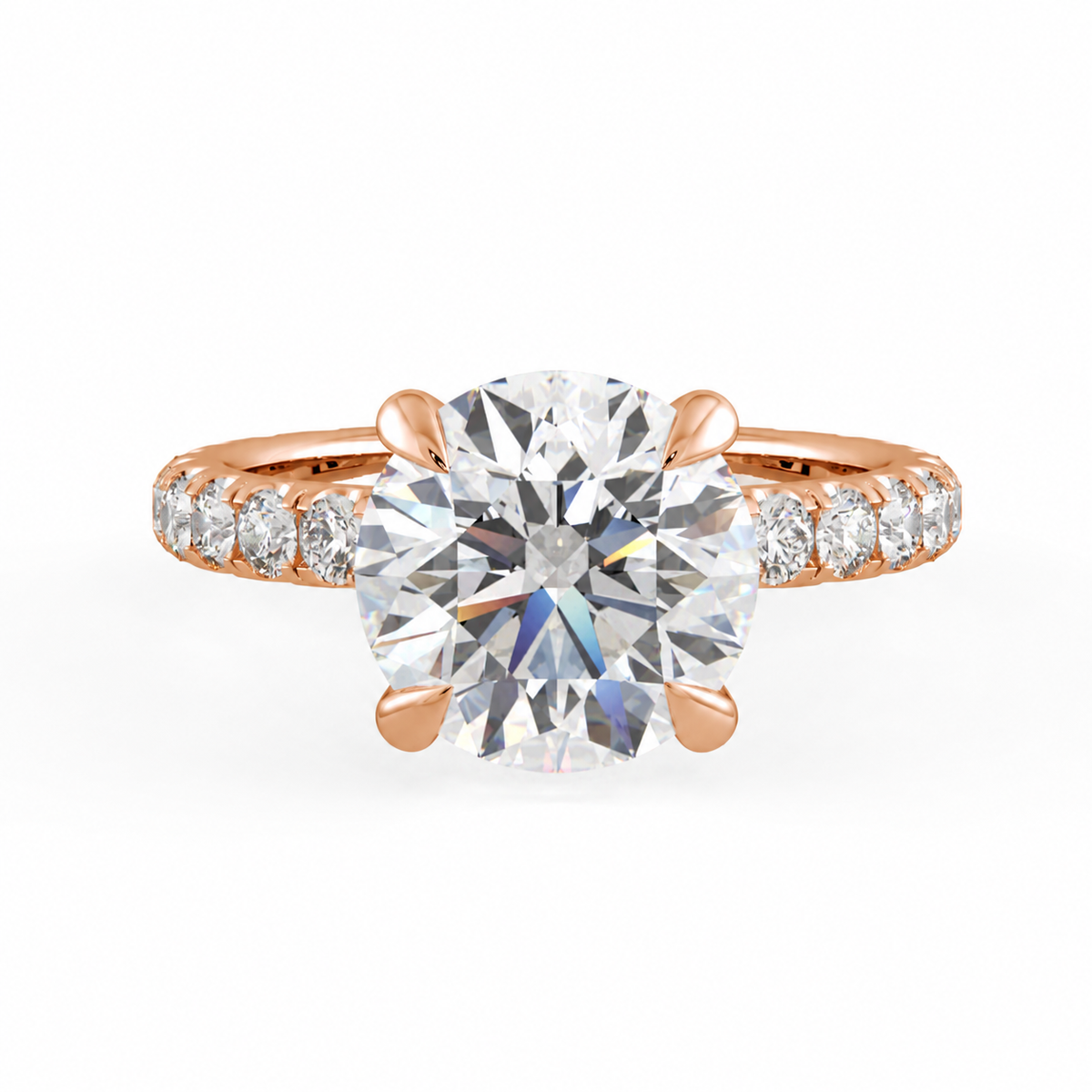 Alexis engagement ring front view in rose gold