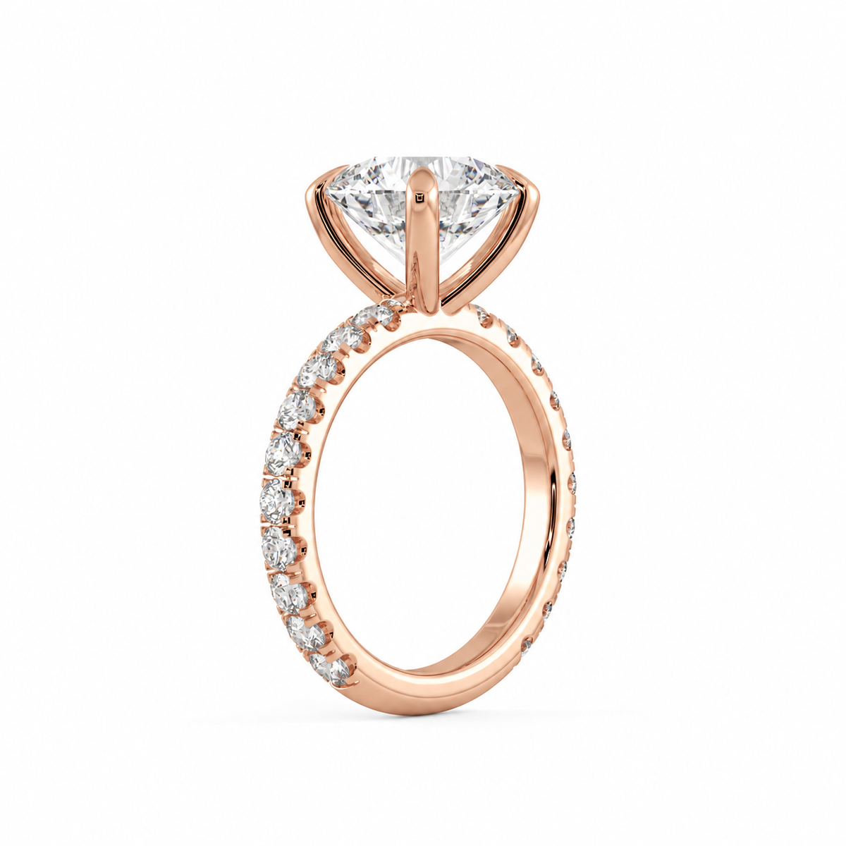 Alexis engagement ring profile view in rose gold