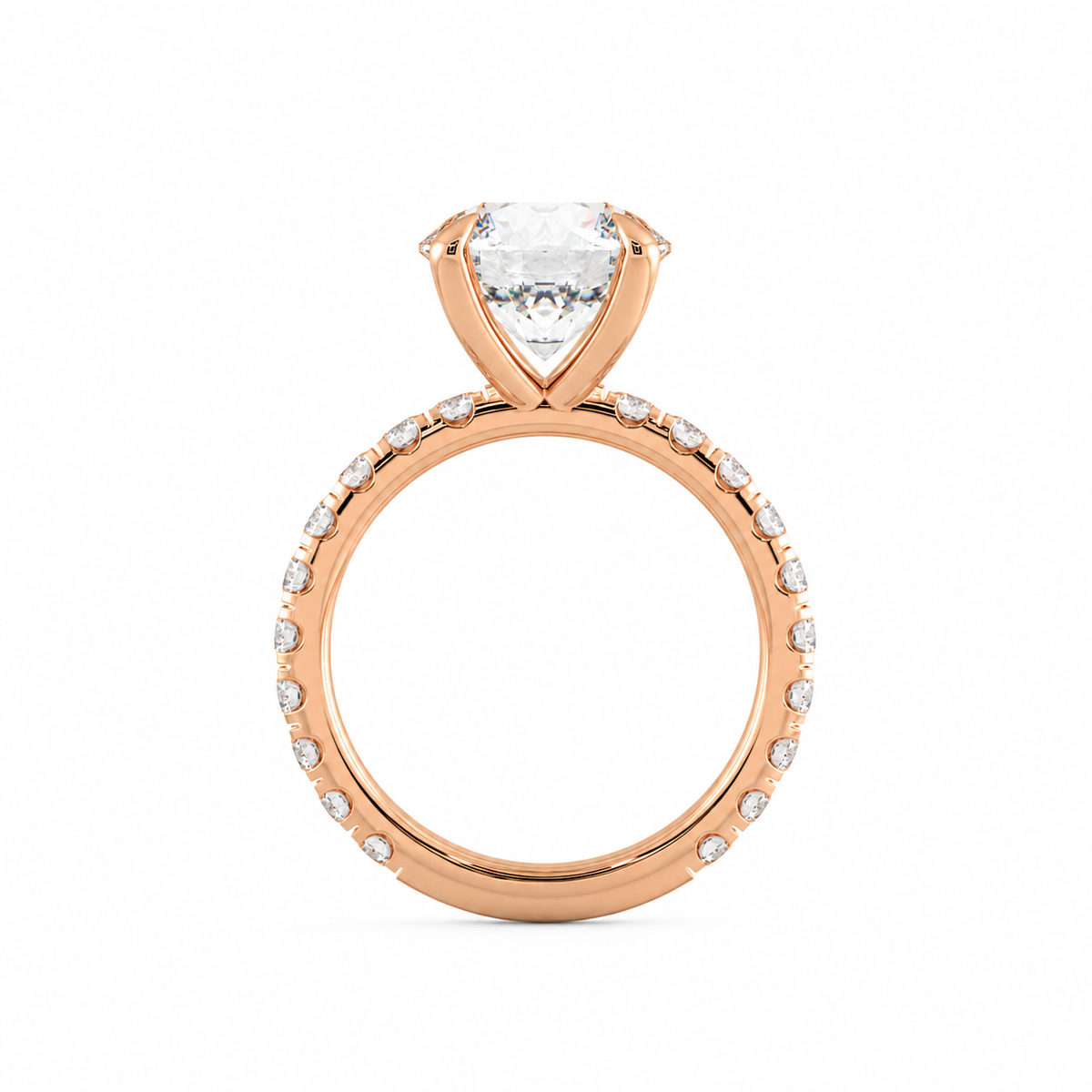 Alexis engagement ring straight side view in rose gold