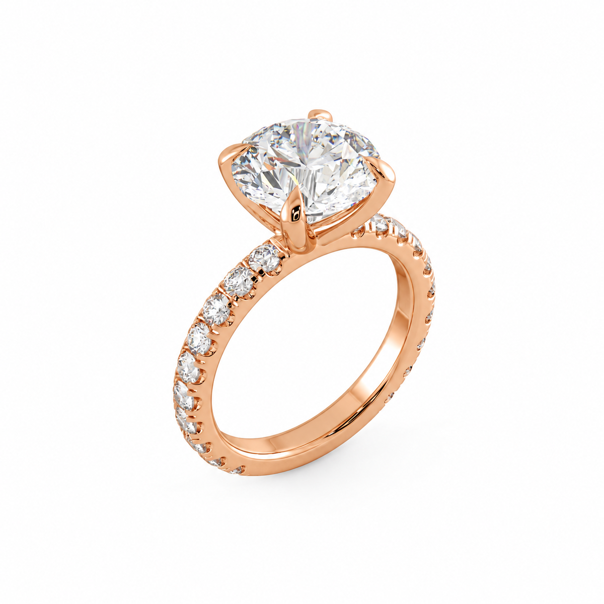 Alexis engagement ring three-quarter view in rose gold