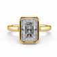 Amara radiant bezel engagement ring front view in yellow gold