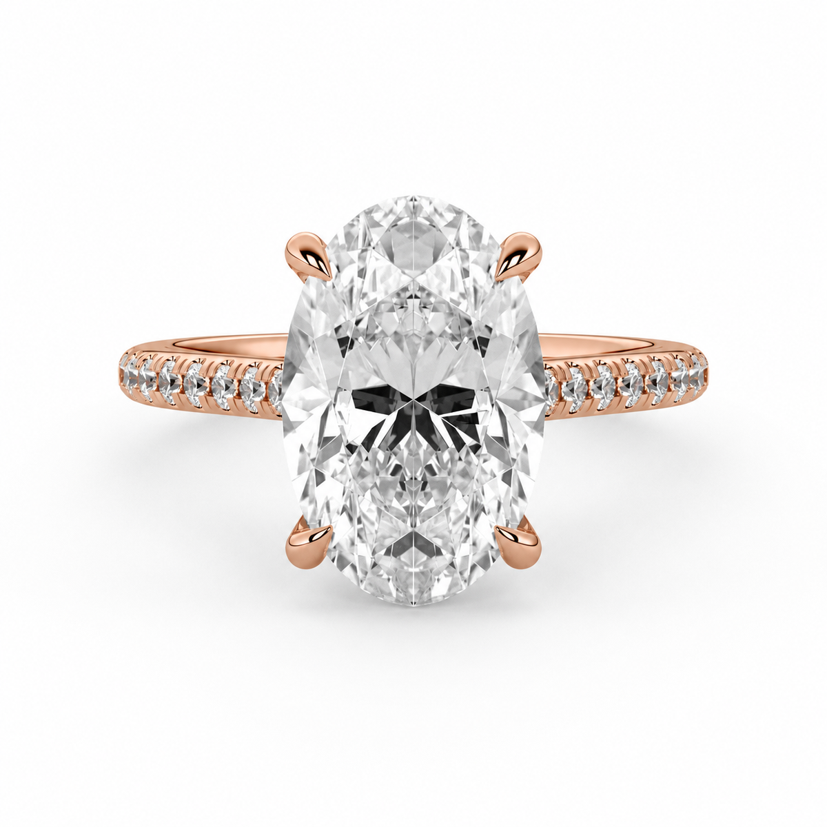 Amaya oval engagement ring front view in rose gold