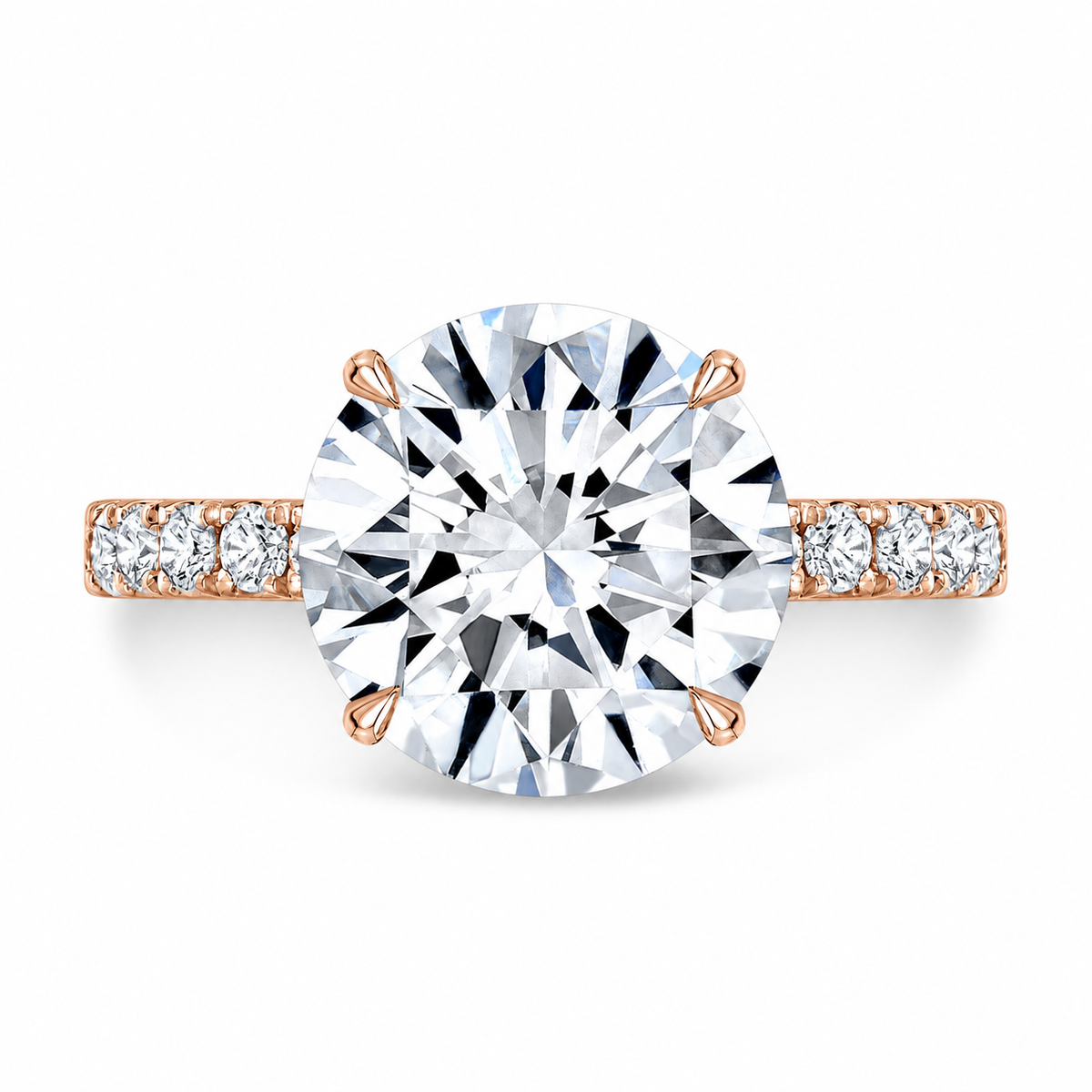 Amber engagement ring, rose gold, front view