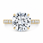 Amber engagement ring, yellow gold, front view