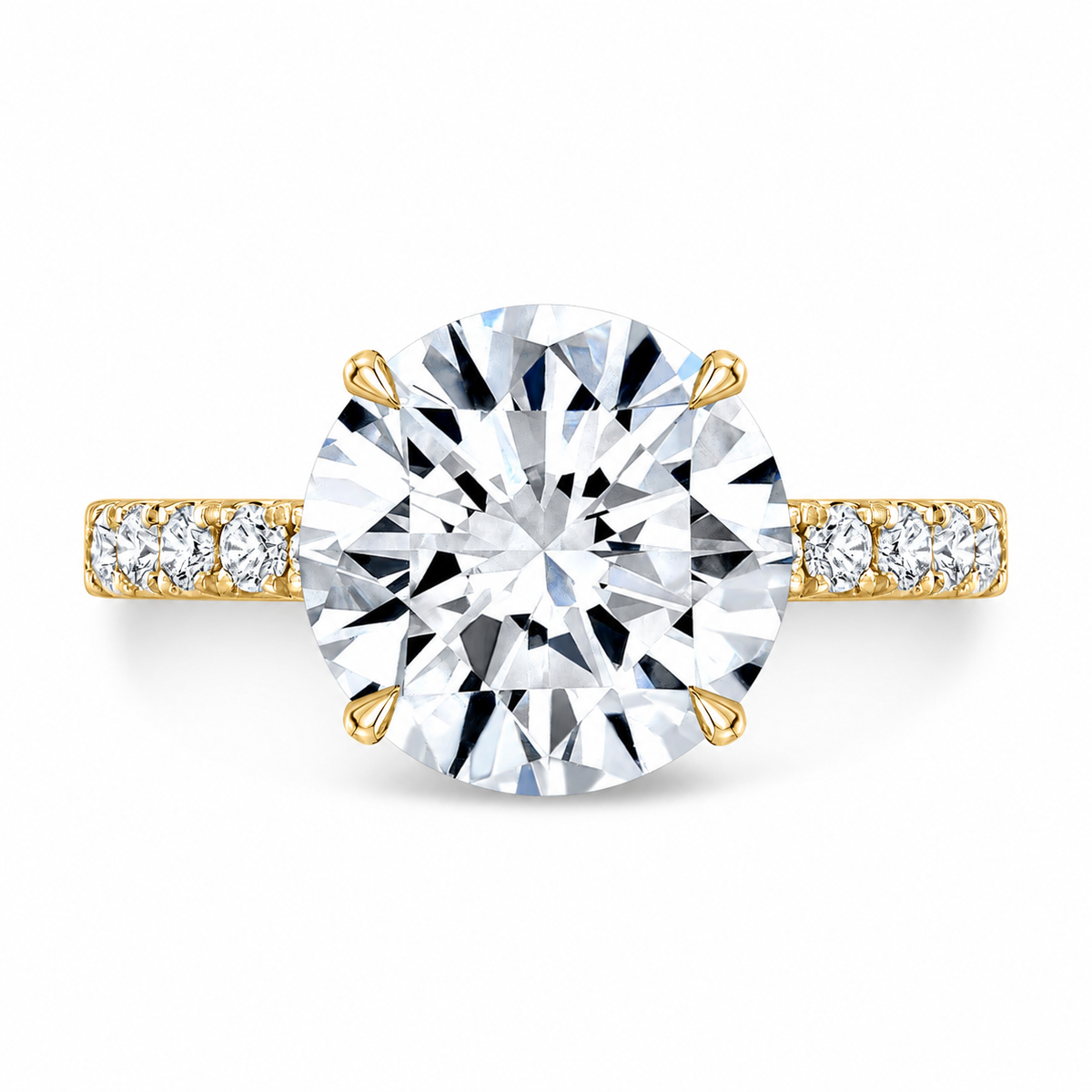 Amber engagement ring, yellow gold, front view