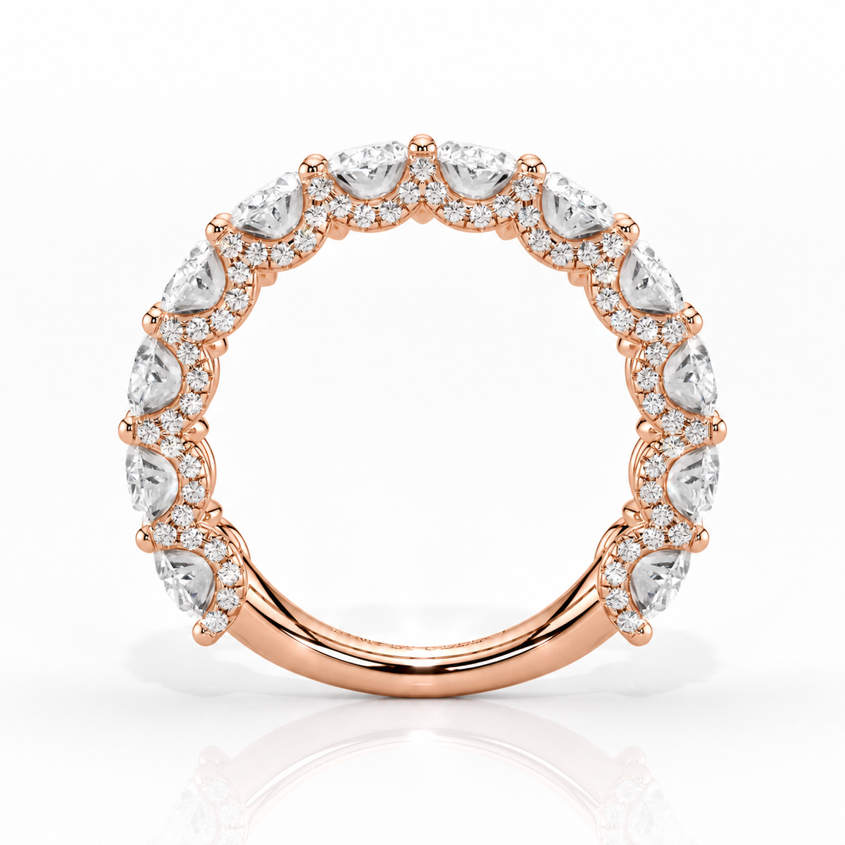 Amy wedding band back view in rose gold