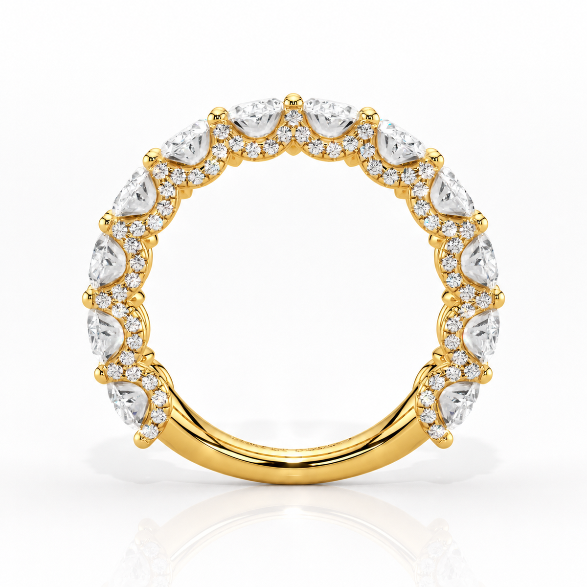 Amy wedding band back view in yellow gold