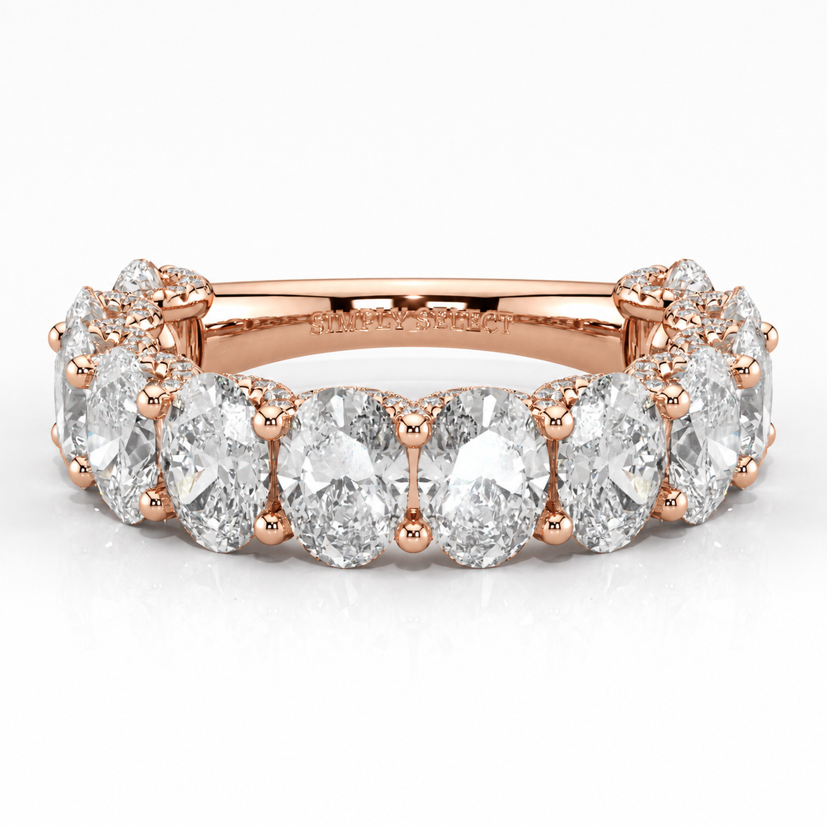 Amy wedding band front view in rose gold