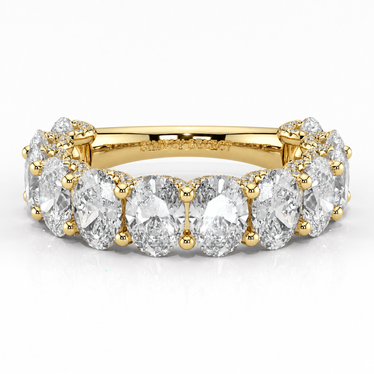 Amy wedding band front view in yellow gold