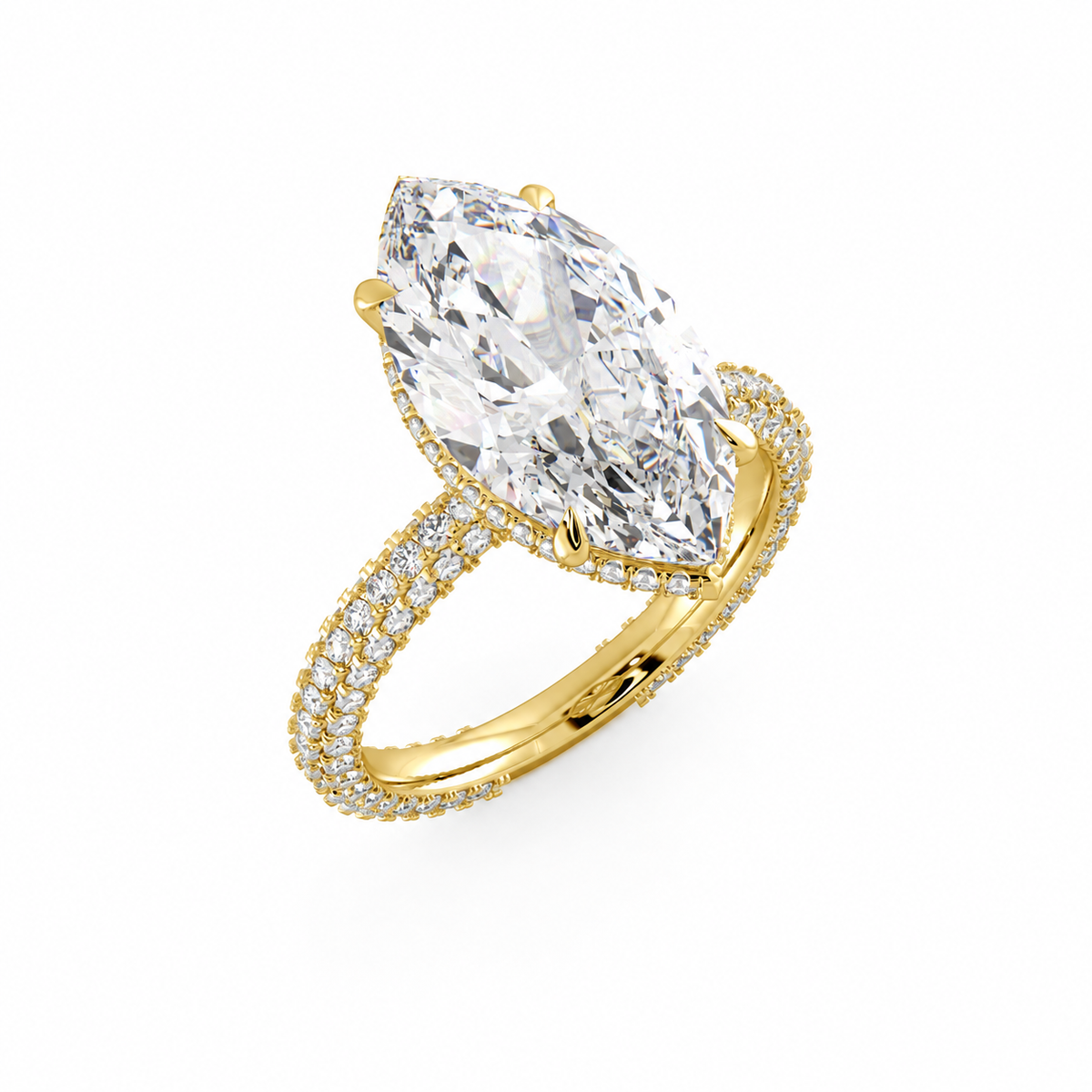 Camille engagement ring angled view in yellow gold