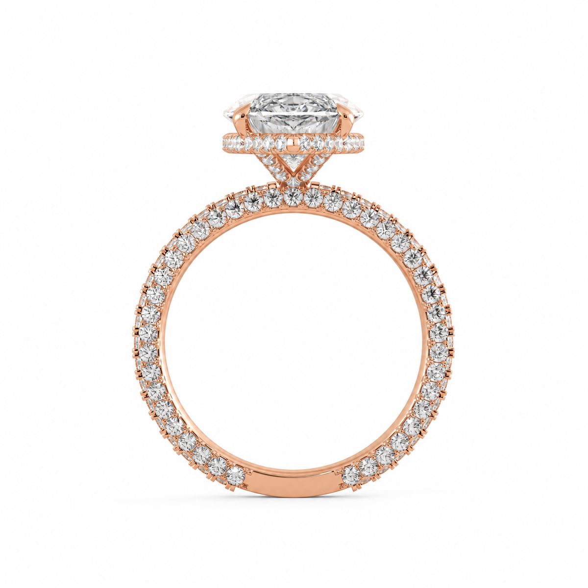 Camille engagement ring profile view in rose gold