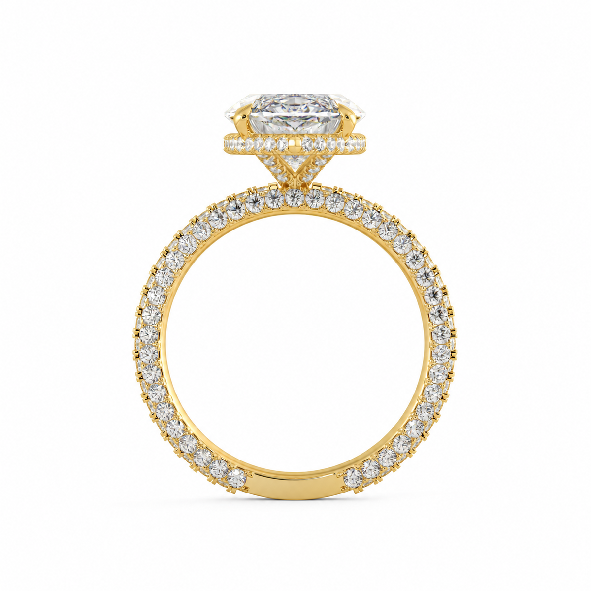 Camille engagement ring profile view in yellow gold
