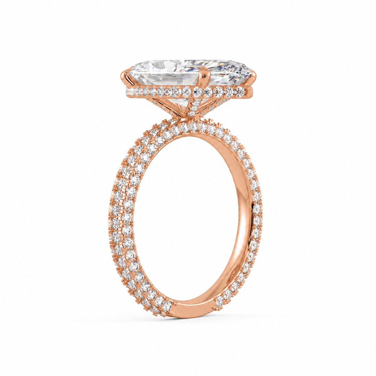 Camille engagement ring side view in rose gold