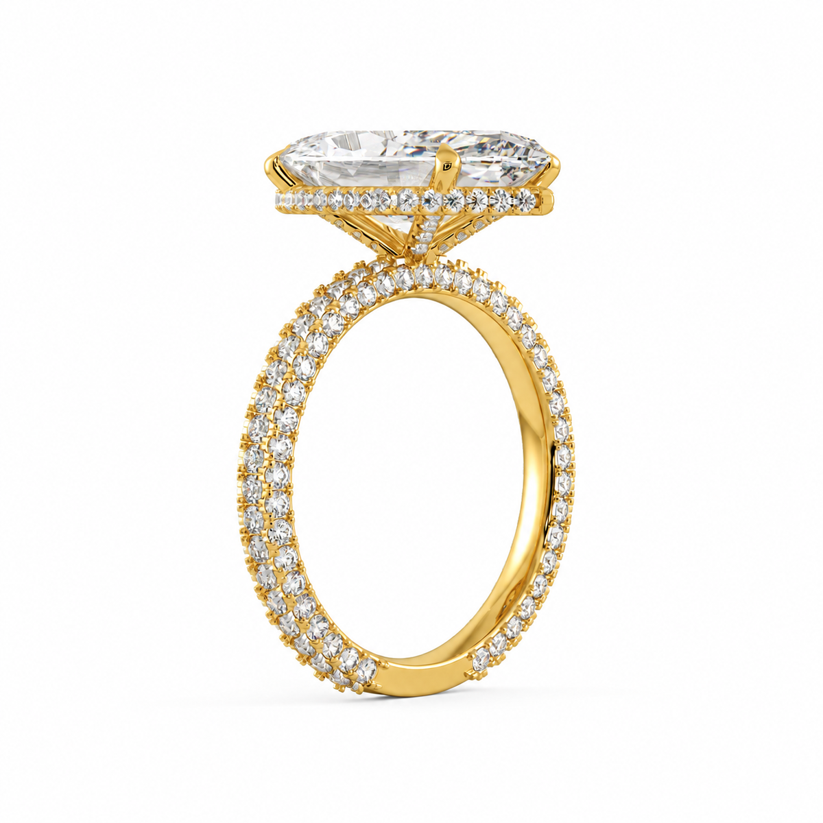 Camille engagement ring side view in yellow gold