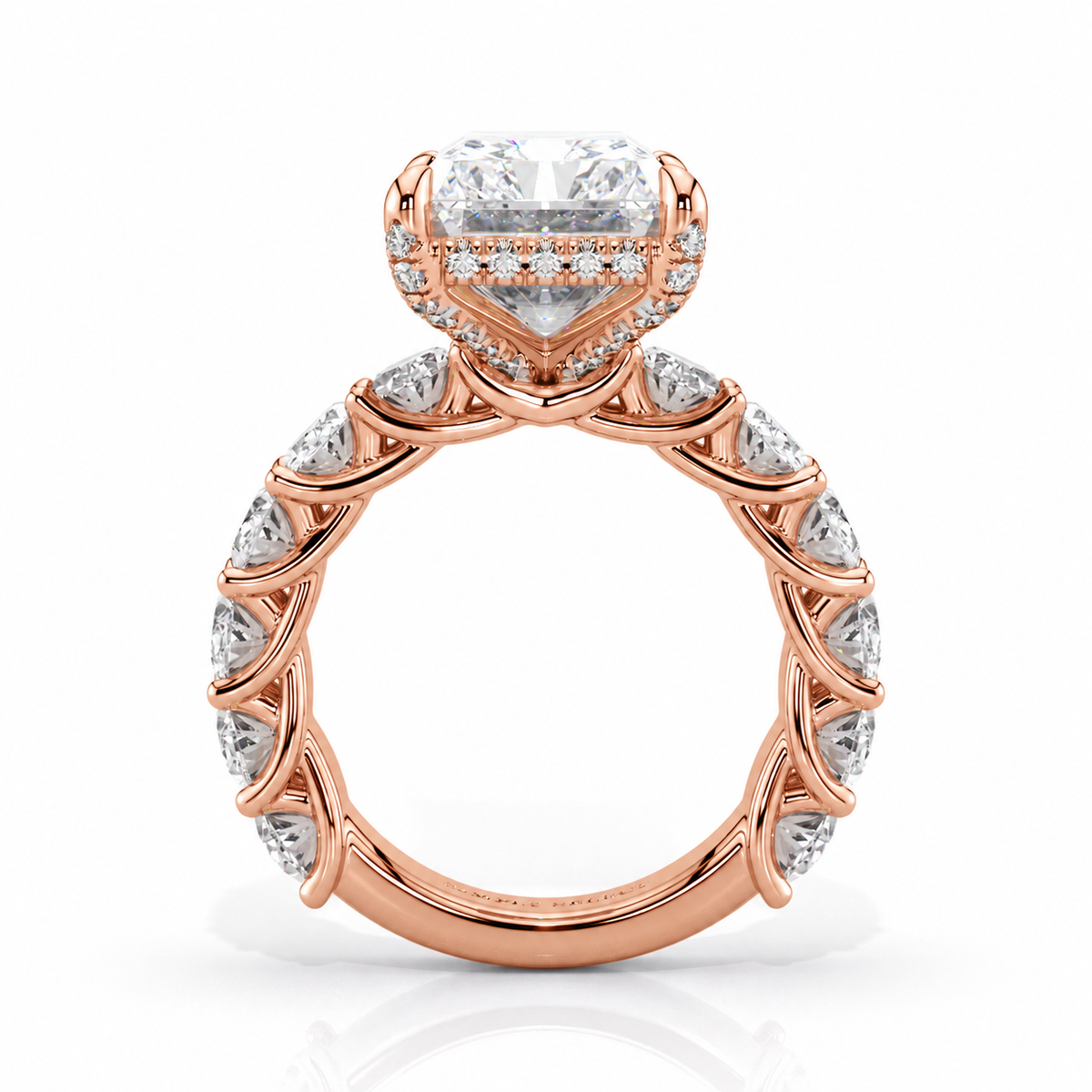 Giselle engagement ring side view in rose gold