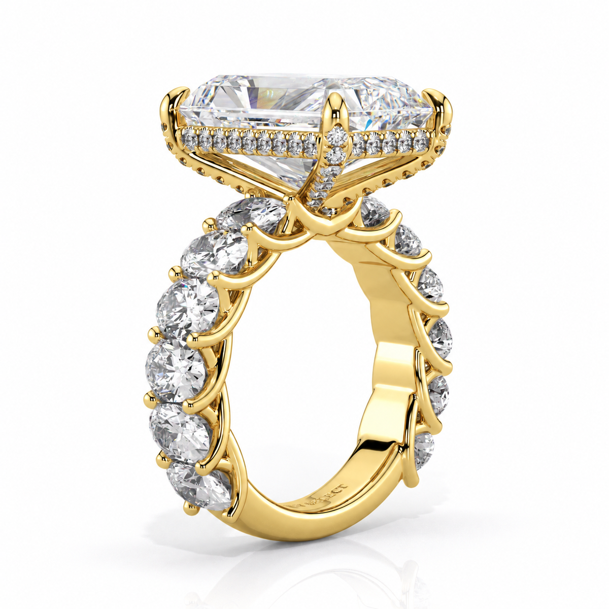 Giselle engagement ring angled profile in yellow gold
