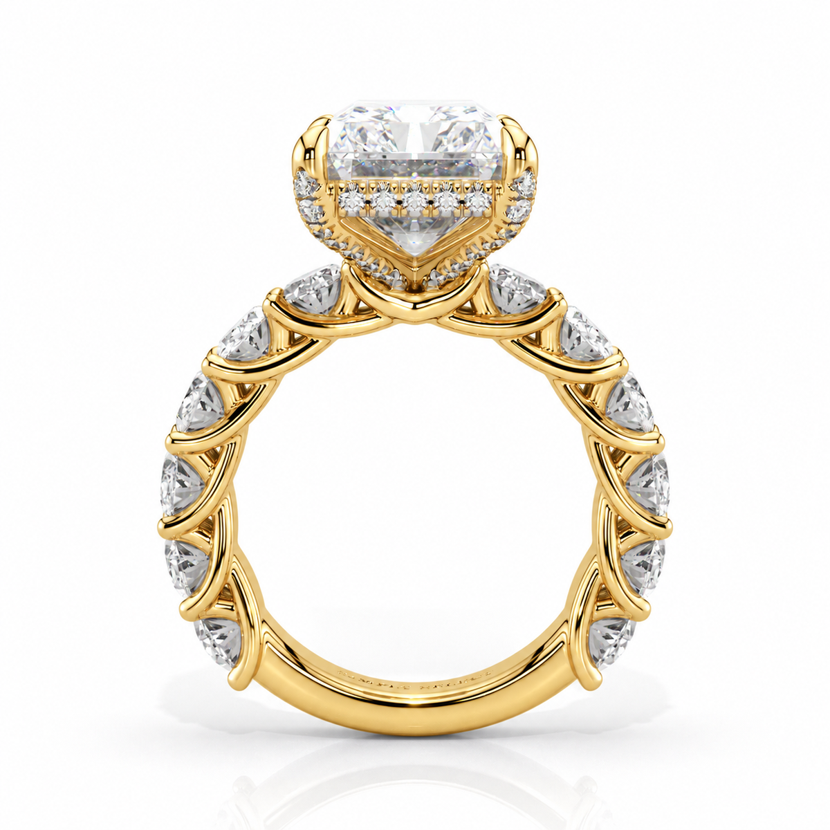 Giselle engagement ring side view in yellow gold