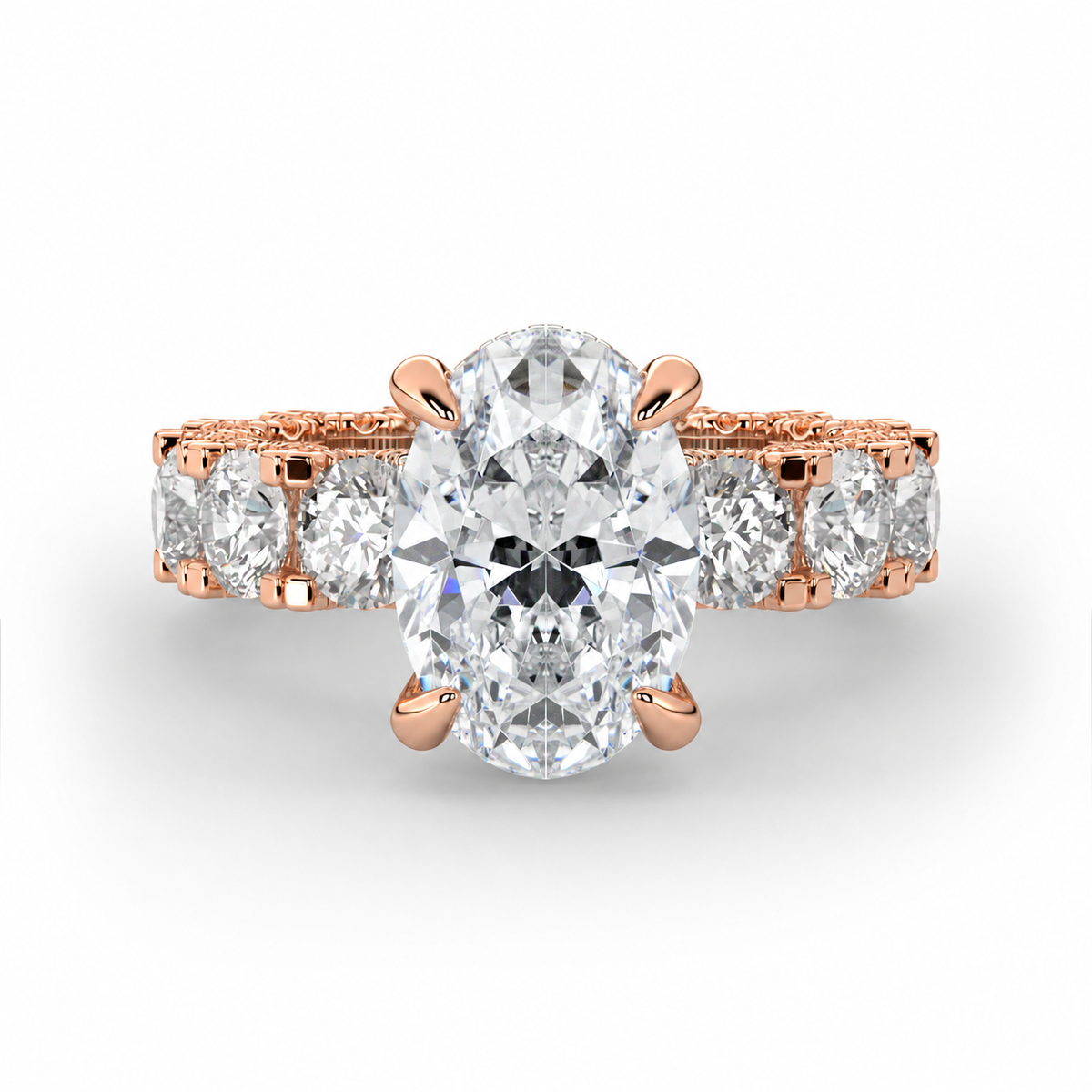 Iris engagement ring front view in rose gold