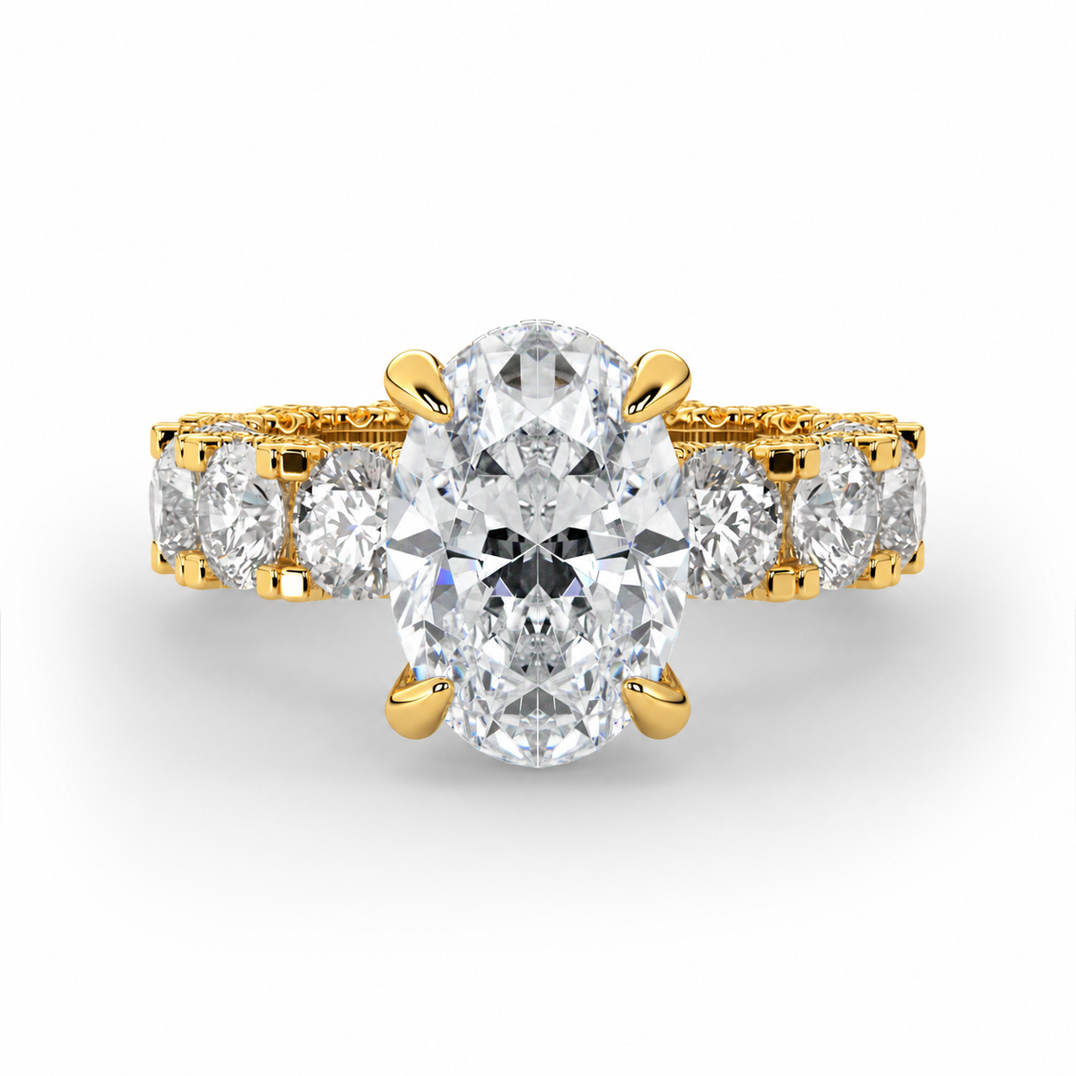 Iris engagement ring front view in yellow gold