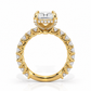 Jessica radiant engagement ring straight side view in yellow gold