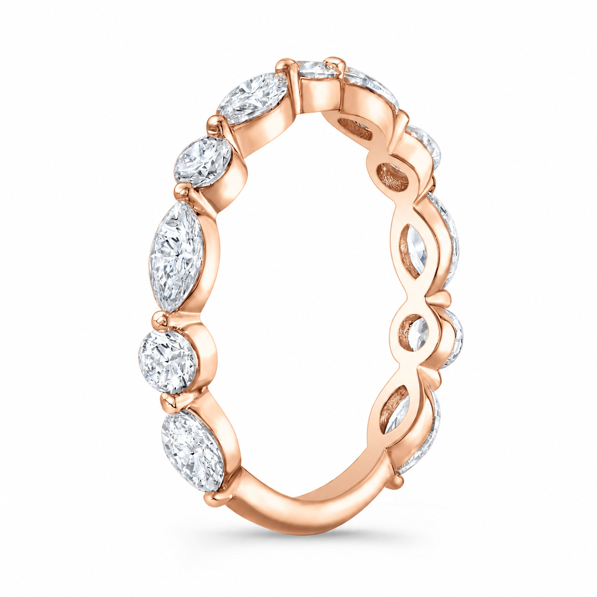Juliette wedding band in rose gold - side view