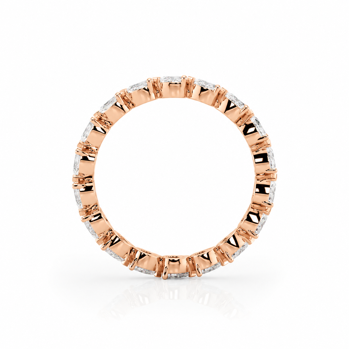 Leah pear diamond eternity band, back view, rose gold