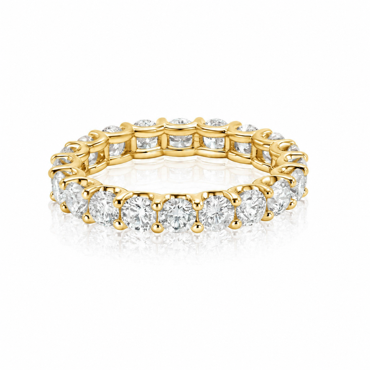 Lucy women’s diamond wedding band, three-quarter angle, yellow gold