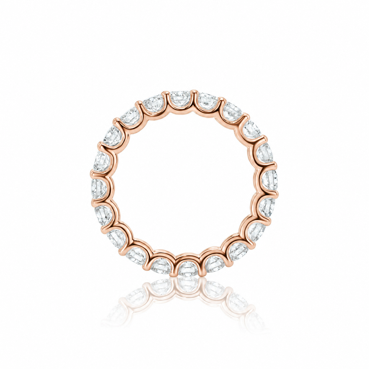 Lucy women’s diamond wedding band, front view, rose gold