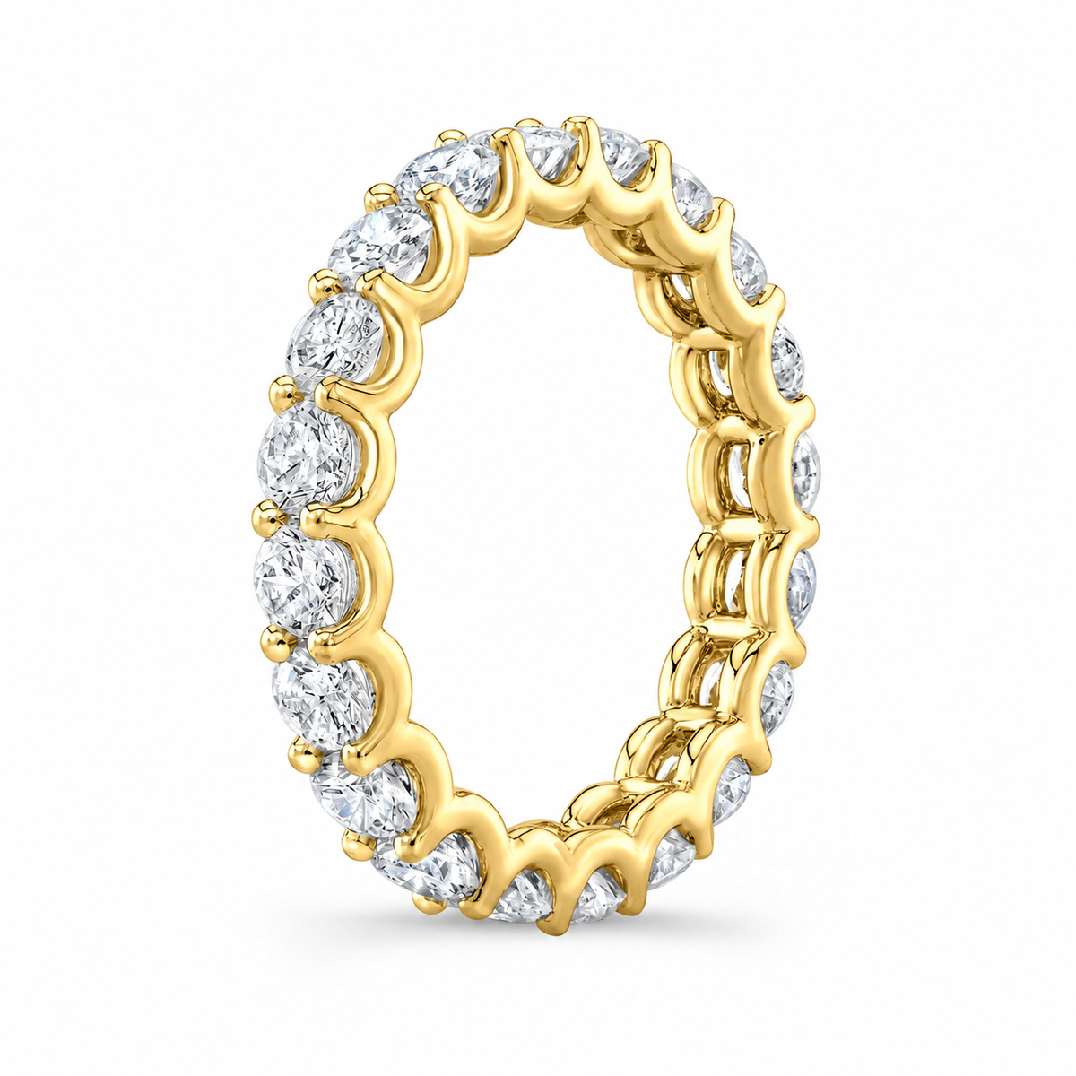 Lucy women’s diamond wedding band, profile view, yellow gold