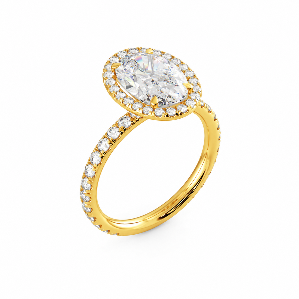 Mia engagement ring angled view in yellow gold