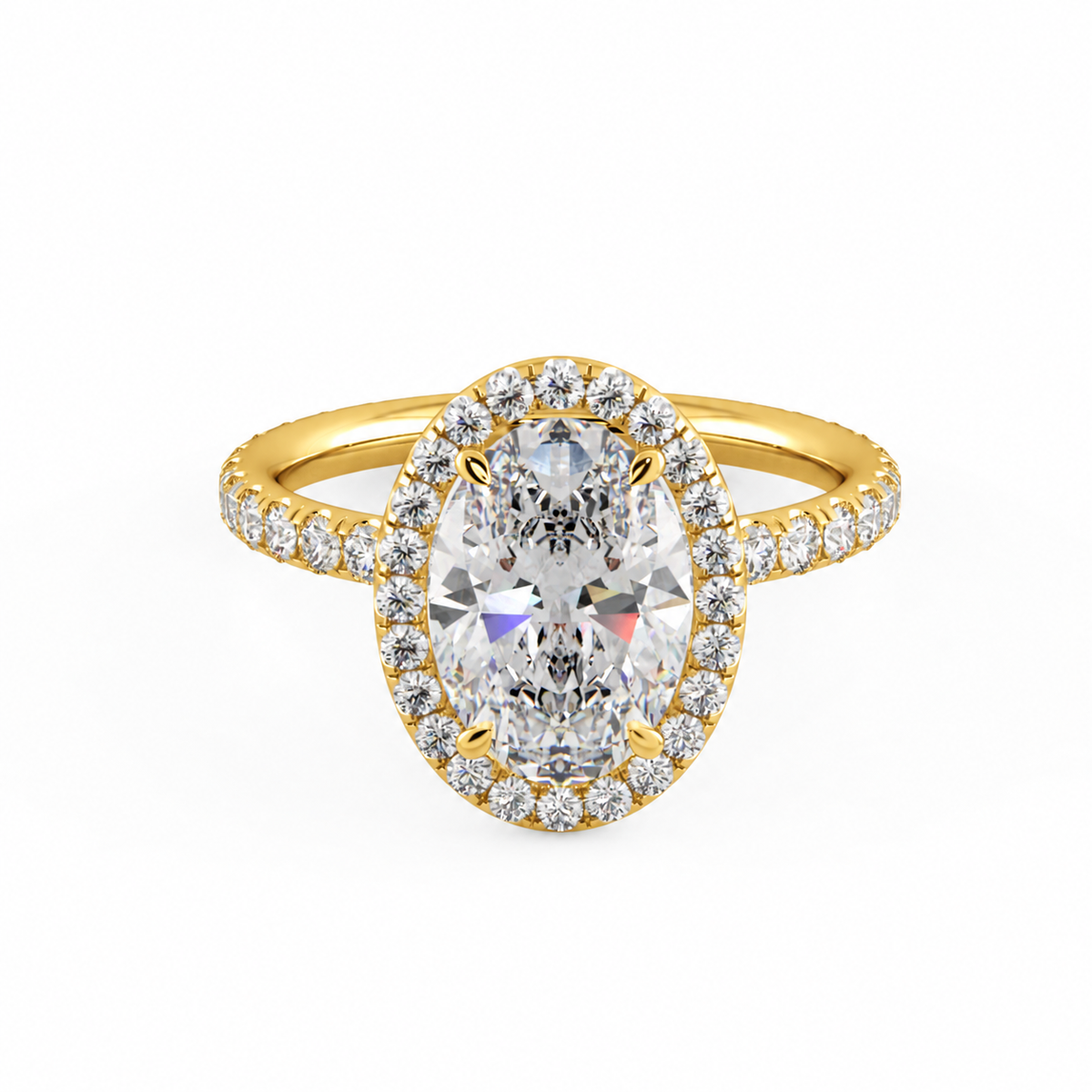 Mia engagement ring front view in yellow gold