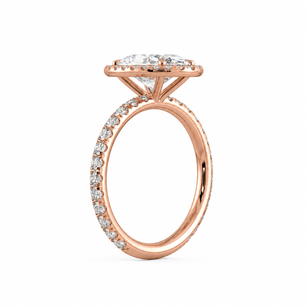 Mia engagement ring side view in rose gold