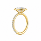 Mia engagement ring side view in yellow gold