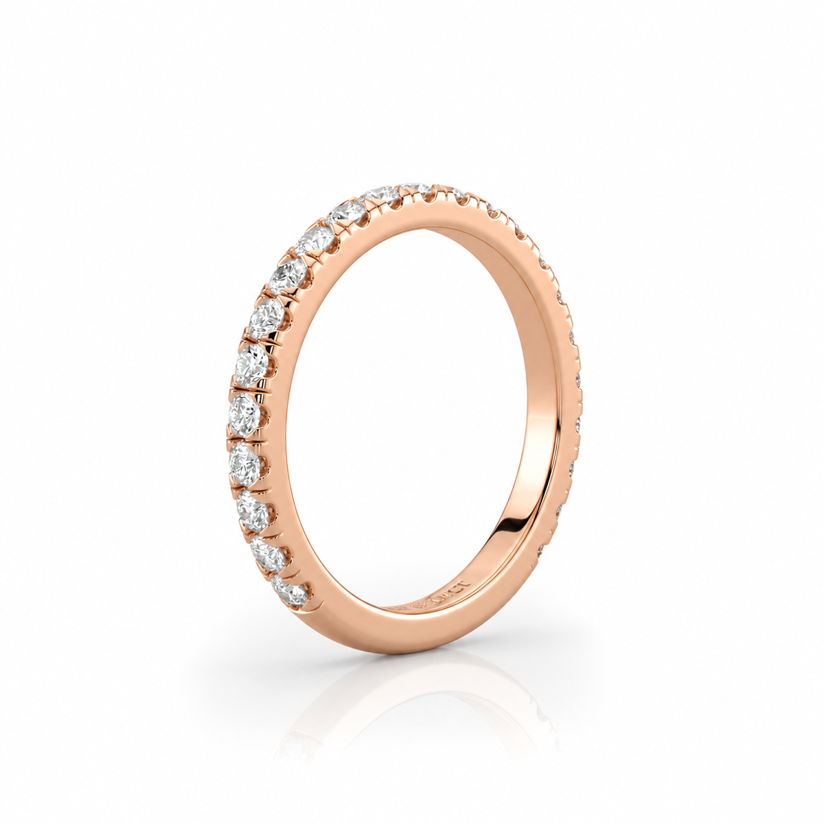 Nina wedding band angled view in rose gold