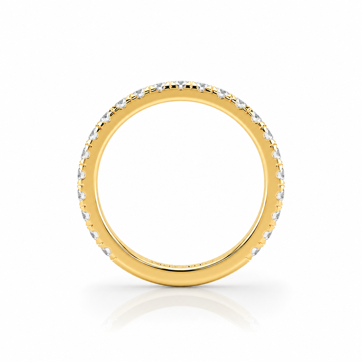 Nina wedding band back view in yellow gold