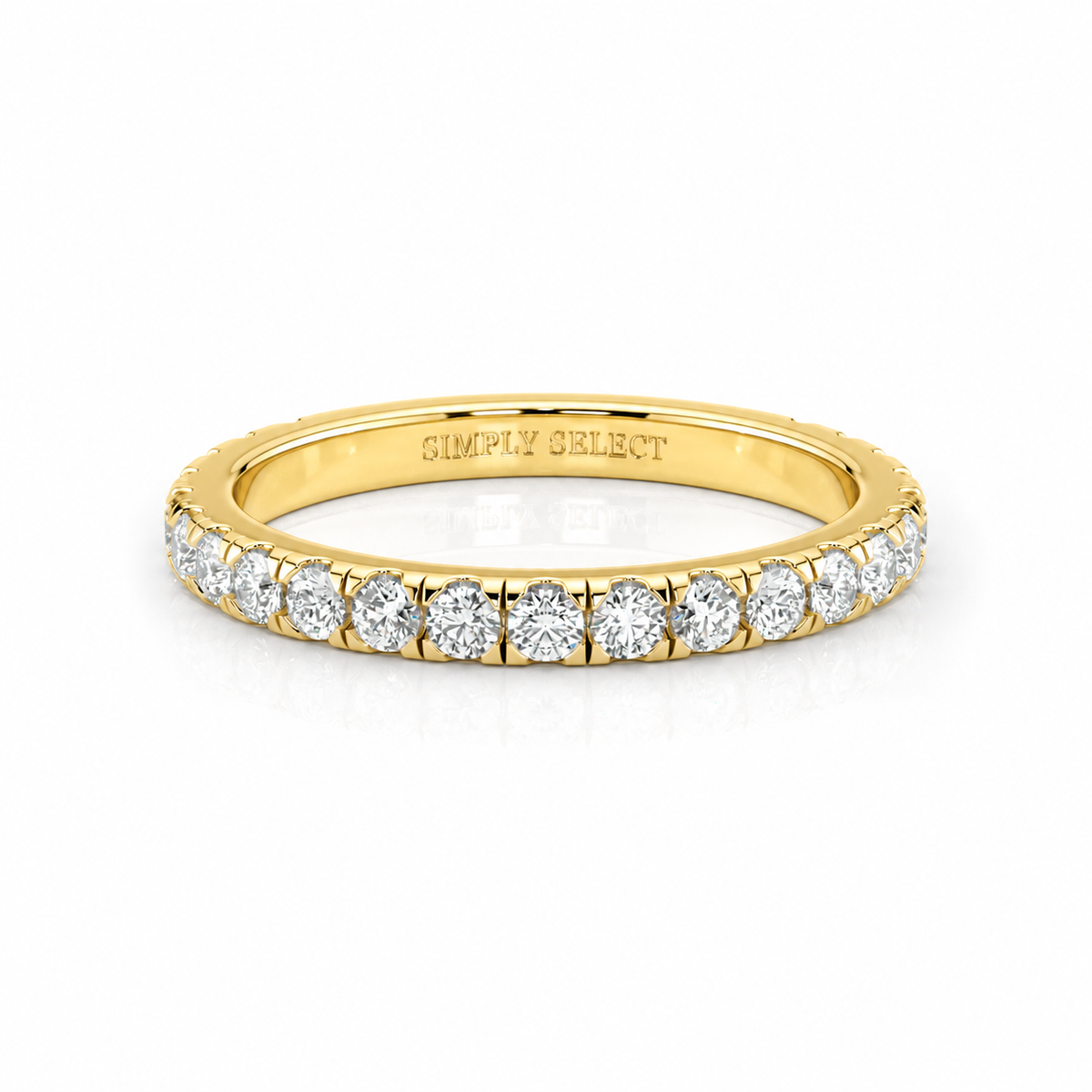 Nina wedding band front view in yellow gold