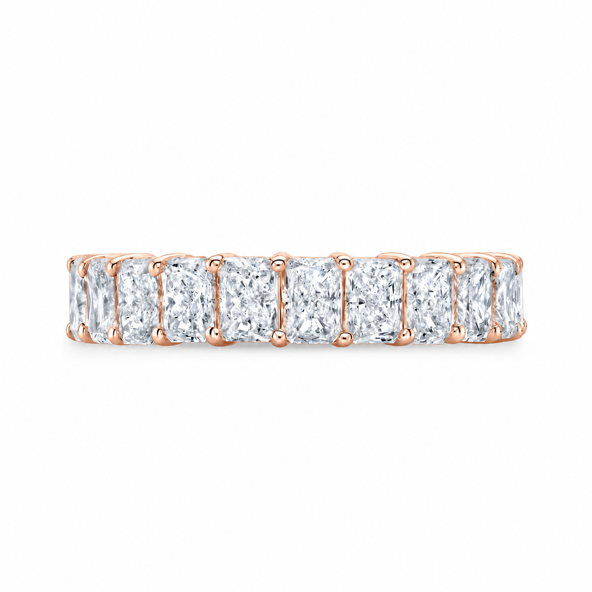 Paige radiant diamond eternity band front view in rose gold