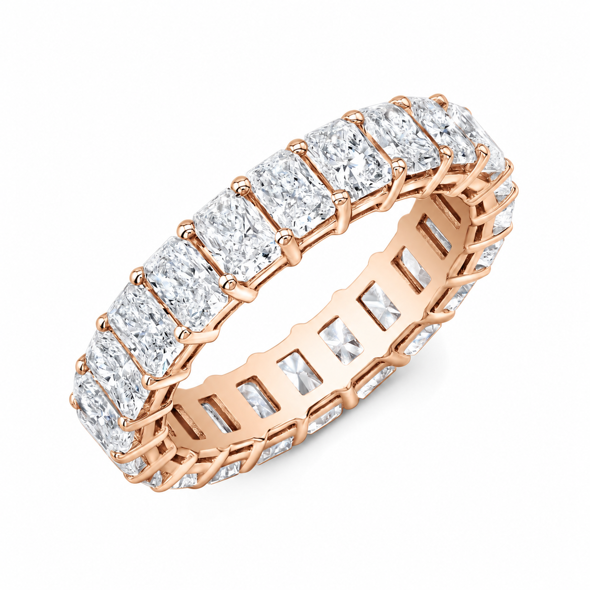 Paige radiant diamond eternity band main view in rose gold