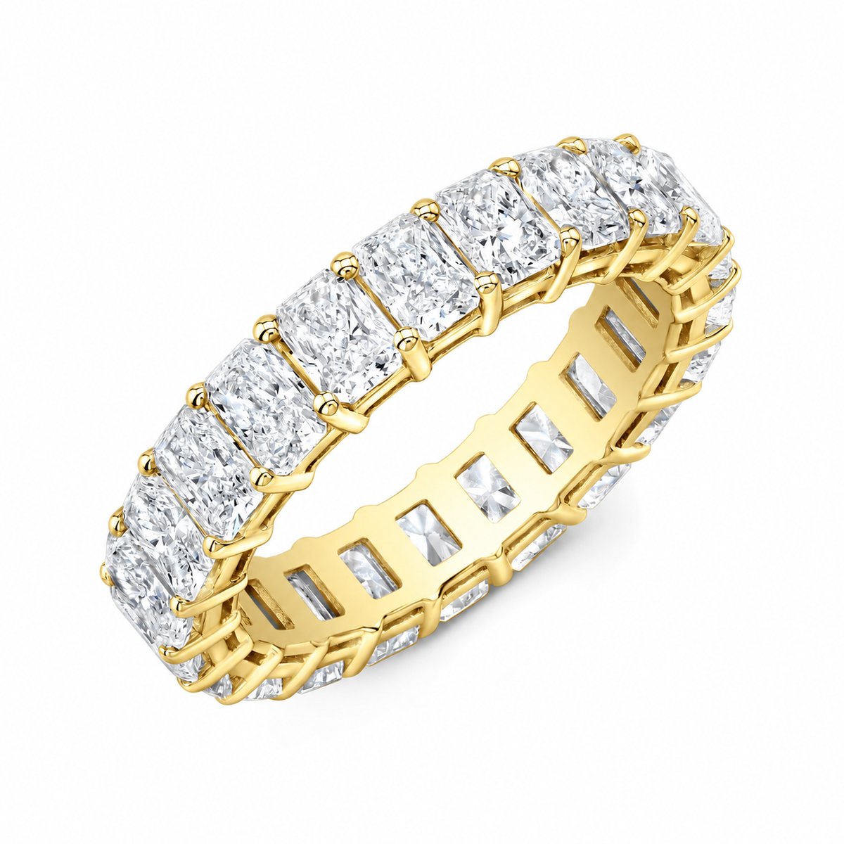 Paige radiant diamond eternity band main view in yellow gold
