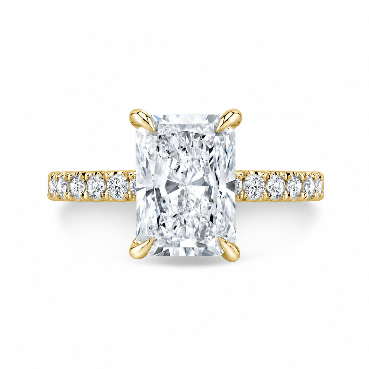Rebecca radiant lab-grown diamond engagement ring in yellow gold – front view