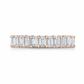 Samantha emerald diamond eternity band front view in rose gold