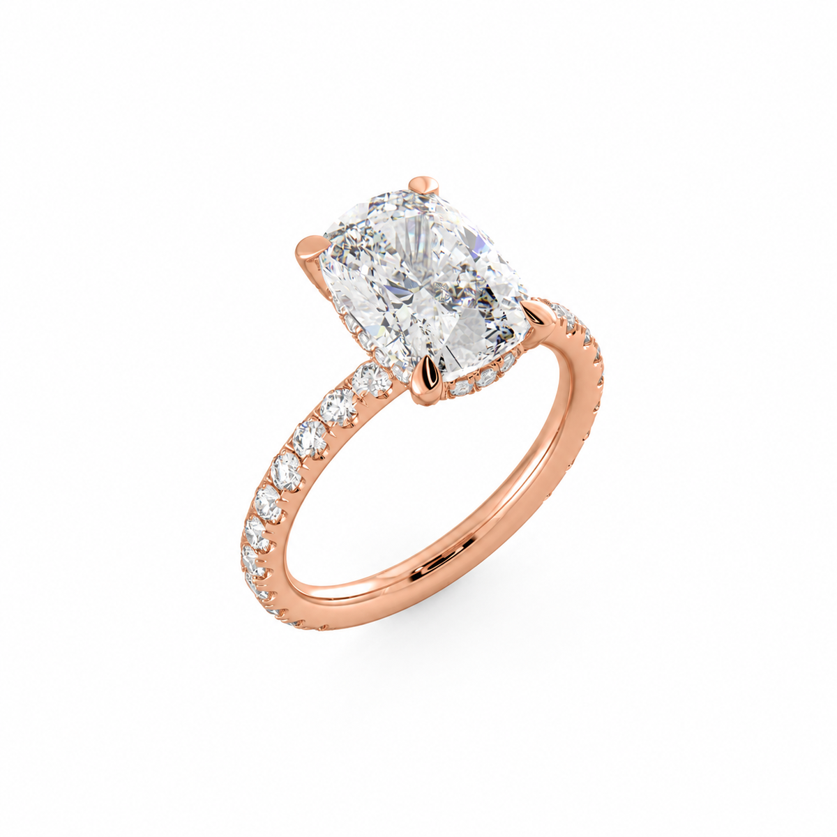 Scarlett engagement ring three-quarter view in rose gold