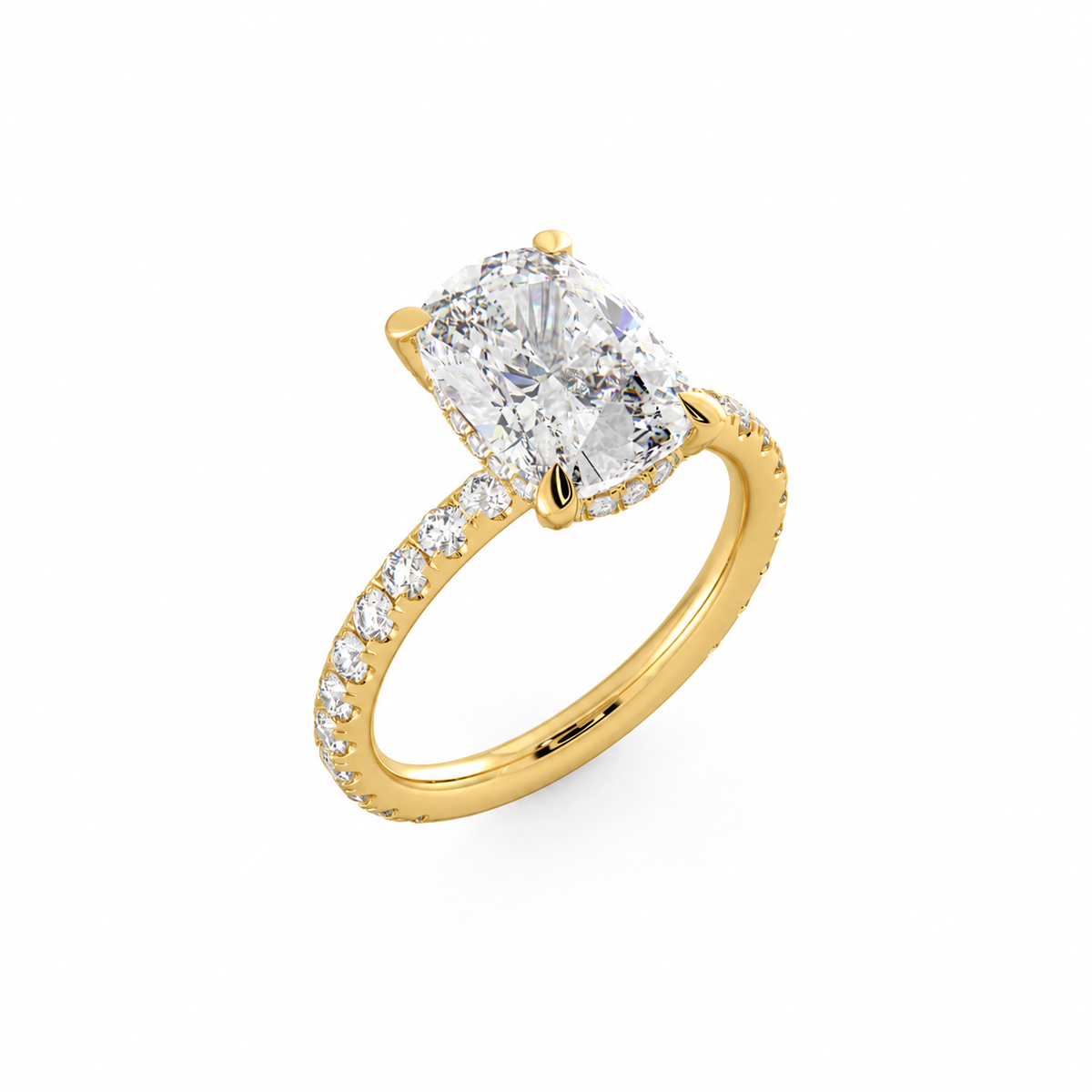 Scarlett engagement ring three-quarter view in yellow gold
