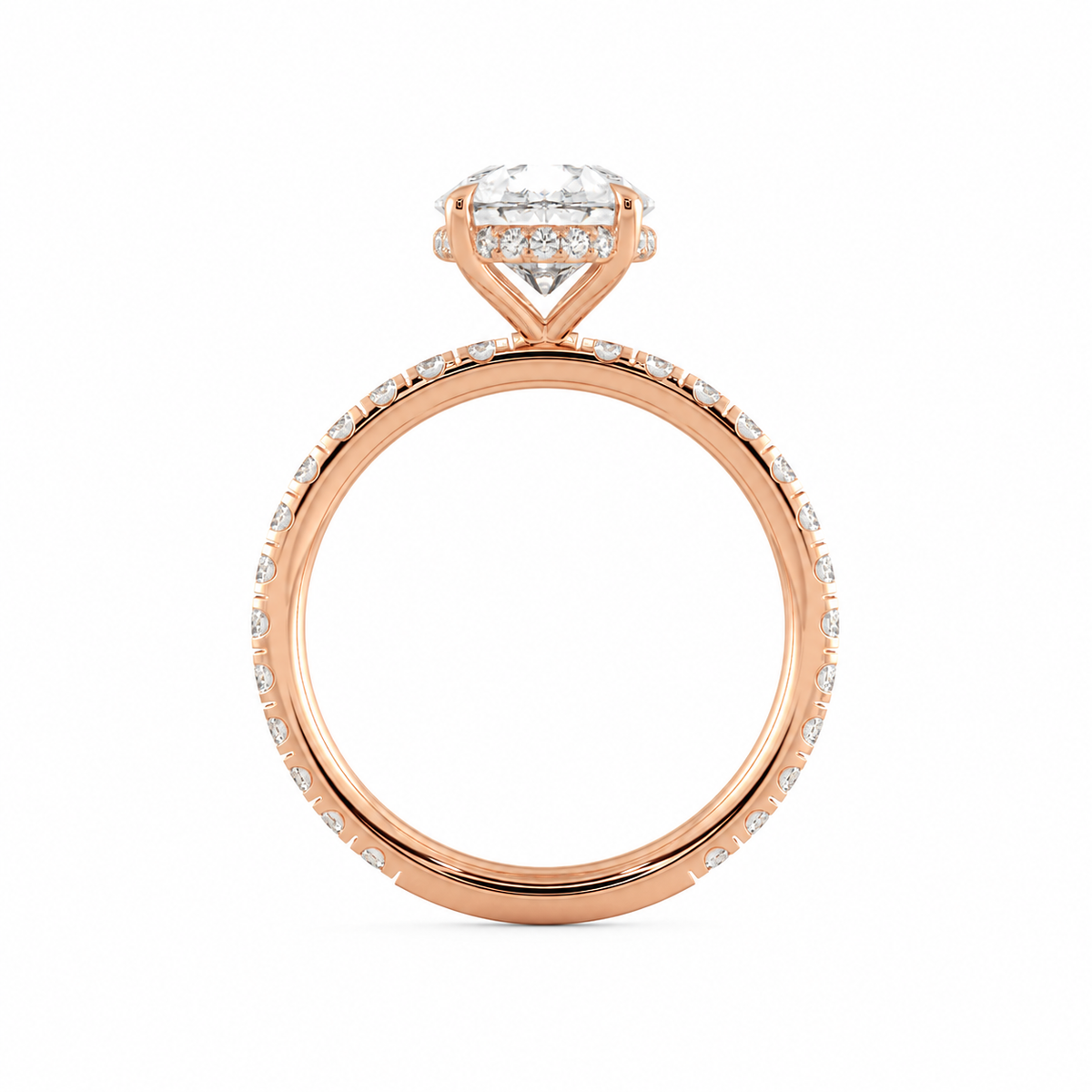 Selene engagement ring profile view in rose gold
