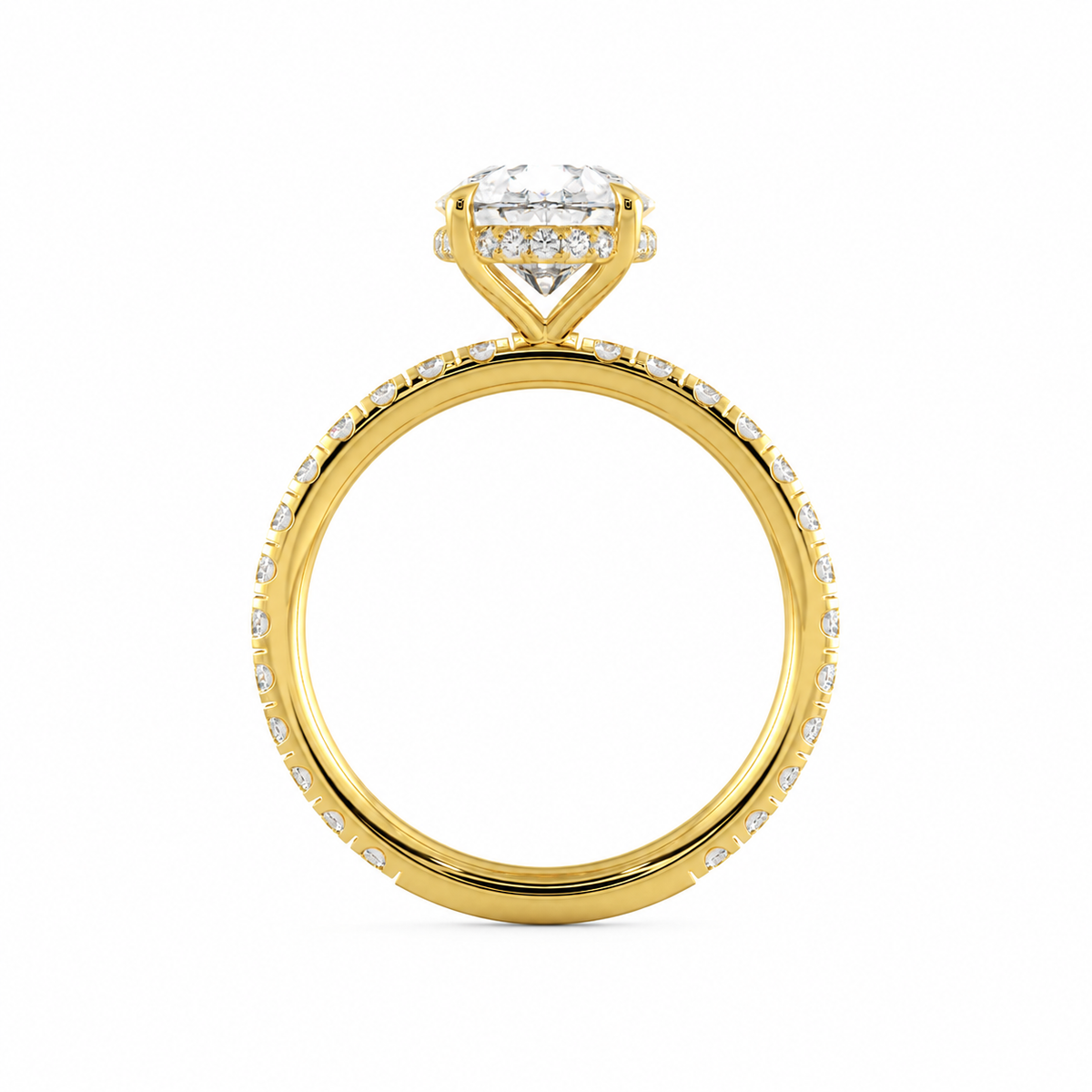 Selene engagement ring profile view in yellow gold