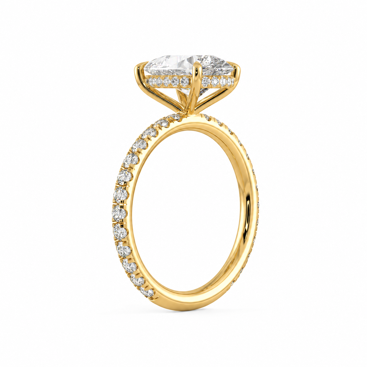 Selene engagement ring side view in yellow gold