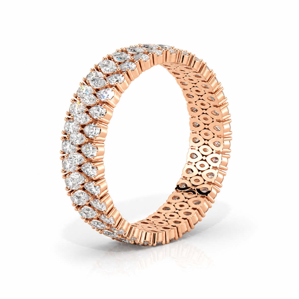 Serena wedding band angled view in rose gold